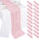 20 Pack Cheesecloth Table Runner - 17x108 Inch Light Pink Boho Gauze Cheese Cloth Table Runners for Baby Bridal Shower Decoration Wedding Party Summer Garden Farmhouse