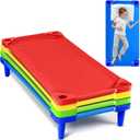 4 Pcs Stackable Daycare Cots for Toddler 54" l x 23" W Kids Cots for Sleeping Portable Kids Bed Furniture Bed Frames Headboards Footboards for Classroom Preschool (Multicolor), 54" L x 23" W x 6.3" H