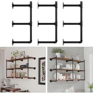 Industrial Pipe Shelf Brackets Wall Mount,Open Black Pipe Shelving for Kitchen,Floating Shelf Brackets Mount,Open Bookshelf Brackets for Shelves,Wall Shelves 12 Inch Deep,(3PcsX3Tier,32" Tall)