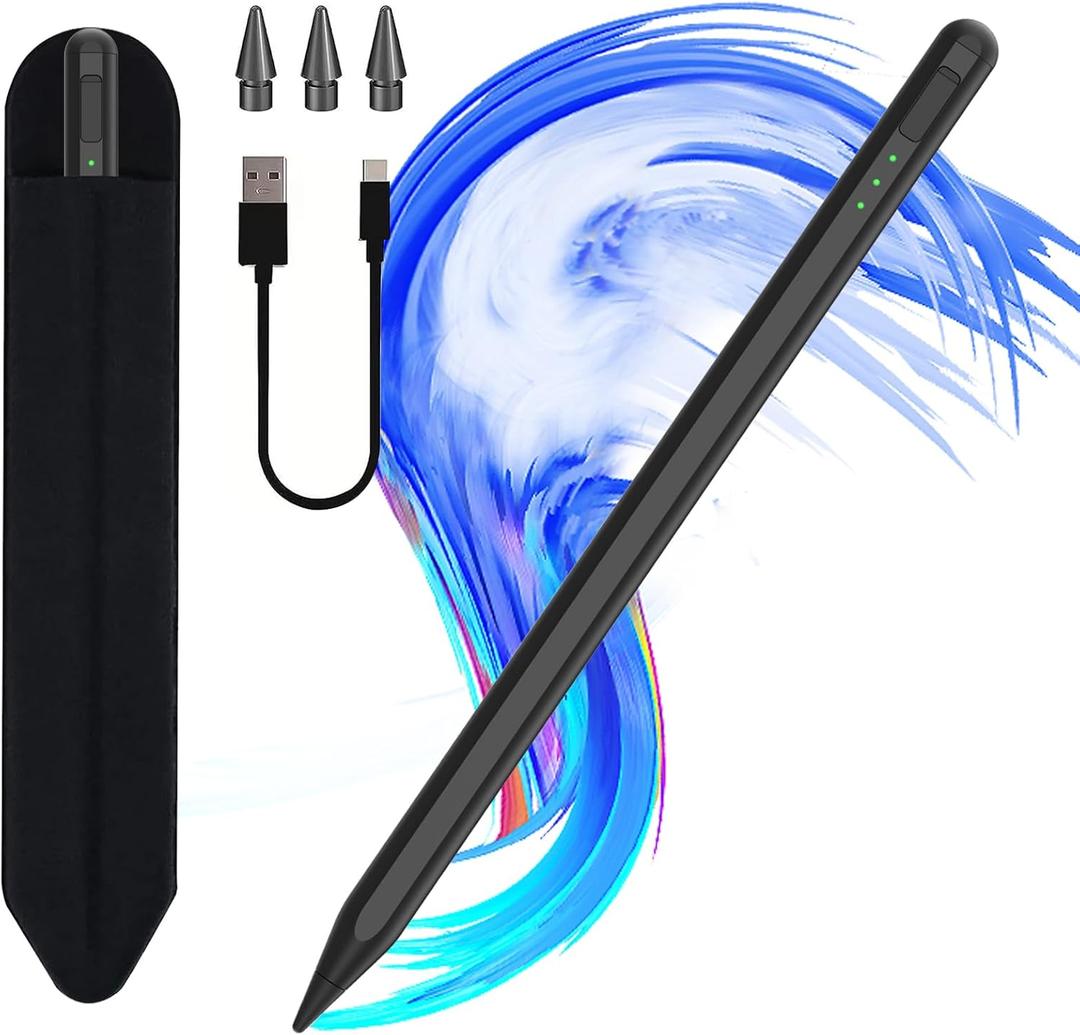 Stylus Pen for iPad11&10thGen,14Mins Faster Charge, with Pencil Holder,Palm Rejection, Tilt Sensitivity, for iPad Air11&13-inch(M3/M2), iPad Pro 11&13-inch (M4),iPad 6-11th,iPad Pro 11/12.9 inch (Black)