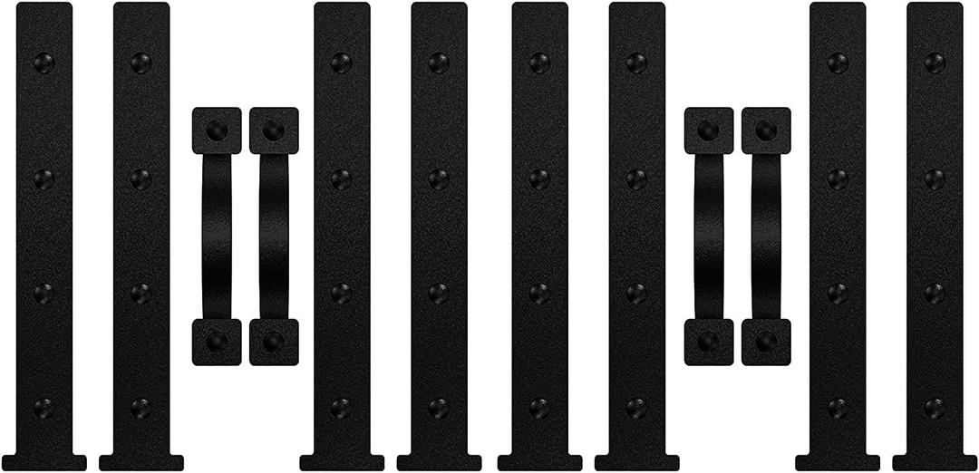 FOHOME Magnetic Decorative Garage Door Accents Faux Hinges Handles Hardware Kit for 2 Car Garage, Black (8 Hinges+4 Handles)