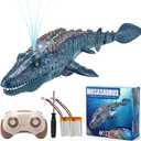 Akargol 2.4G Remote Control Dinosaur Toys for Kids, High Simulation Mosasaurus Toys RC Boat with Light and Spray Water for Swimming Pool Lake Bathroom, Bath Toys (with 2 Batteries)
