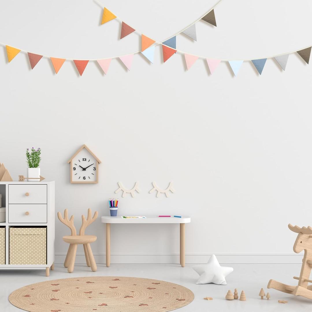 VitalCozy 17 ft Pennant Banner Flags, 2 Pcs Nursery Garland Triangle Bunting Flag Double Side Baby Banner for Boho Decor Baby Shower Birthday Wedding Party Event, Each 8.5 ft(Bright Colors)