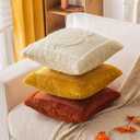 Beige Pumpkin Fall Pillow Covers 20"x20" Set of 2, Embroidered Faux Fur Decorative Throw Pillow Covers for Couch Soft Fluffy Plush Cushion Cases for Farmhouse Halloween Home Decor