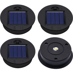 Solar Lights Replacement Top 4 Pack - 2.76 Inches Outdoor Replacement Solar Light Parts, LED Solar Lantern Light Lids, Waterproof Solar Lights Replacement Top Kit for Outdoor DIY Hanging Lanterns