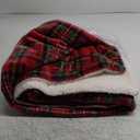 Christmas Sherpa Blanket Throw Size - Reversible Sherpa Fleece Blanket - Super Soft Double Sided Throw for Bed, Sofa, Couch - Thick, Warm, Cozy & Plush - Xmas Winter Bedding - Christmas Tartan, 50x60