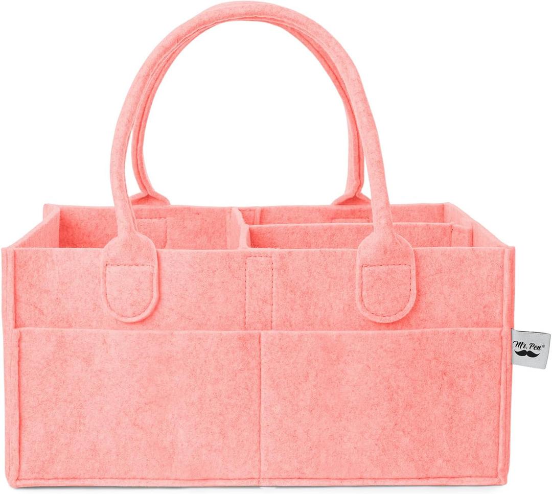 Mr. Pen- Baby Diaper Caddy Organizer, Pink, Baby Caddy Organizer with Handle, Compact Size, Collapsible & Portable (1 Pack, Regular)