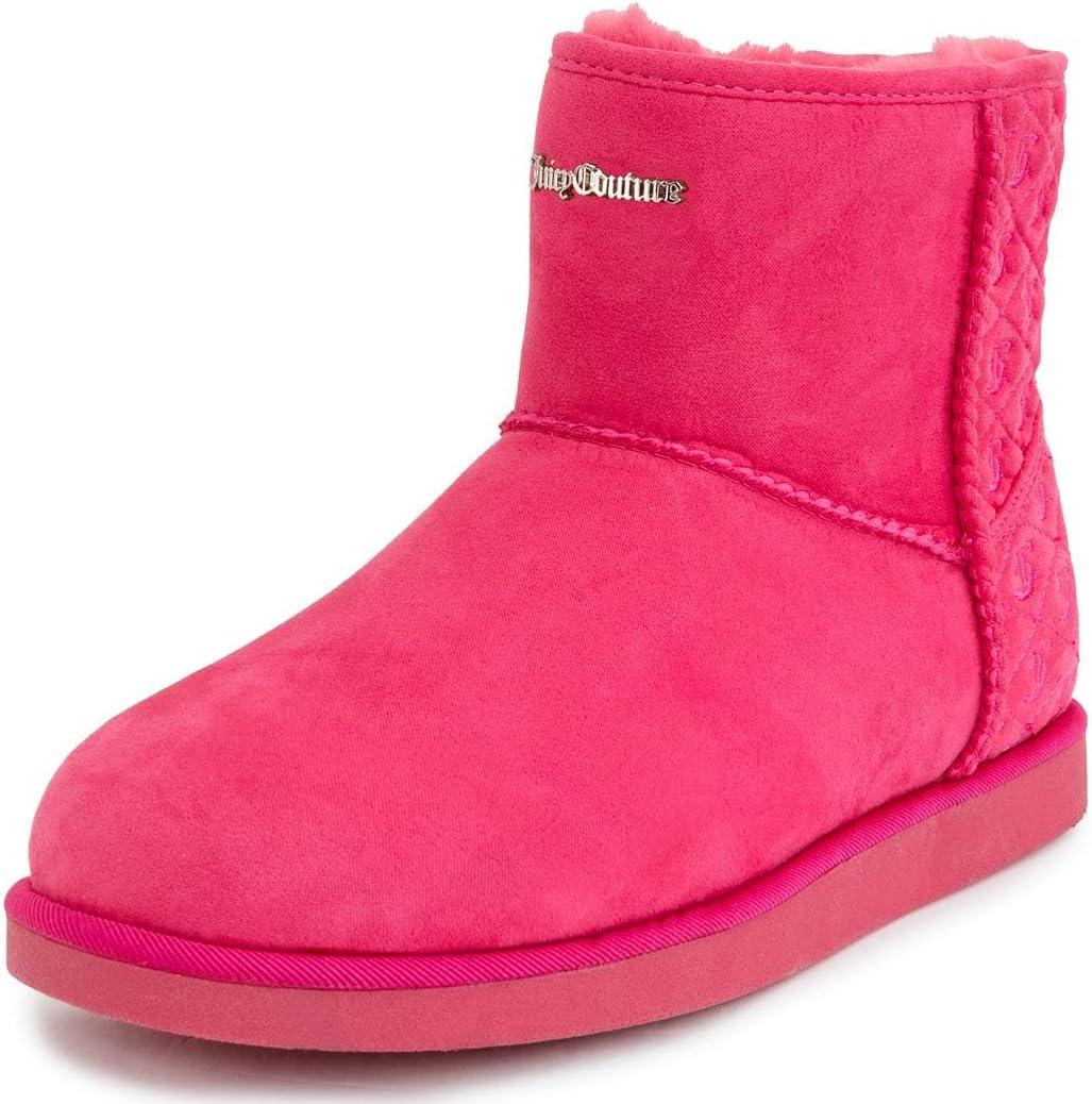 JUICY COUTURE Women's Slip On Winter Snow Boots Warm & Insulated Fur Lining Comfortable Fashion Booties-Kave-Pink-7
