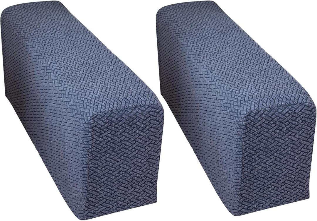 Yoovat Sofa Arm Covers Recliner Couch Armrest Covers Chair Arm Covers Protectors (Texture-Gray Blue,Large (Set of 2))