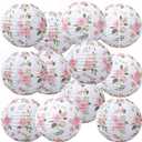 Honoson 12 Pcs Pink Rose Paper Lanterns Spring Floral Party Decorations Hanging 10 Inch Chinese Lanterns for Wedding Bridal Shower Baby Shower Tea Party Decorations