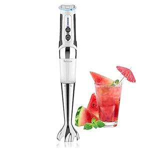 Immersion Hand Blender: 3-Angle Adjustable with Variable 21-Speed Control, Powerful Hand Blender Electric for Milkshakes | Smoothies | Soup| Puree | Baby Food 