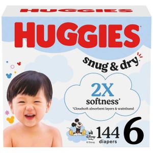 Huggies Snug & Dry Disposable Diapers - (Size 6 and Count of 144, 2 Packs of 72)