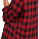 Avanova Women Buffalo Plaid Shirts Blouses Dressy Casual Business Work 3/4 Sleeve Length Tops Red Black X-Large (Red, XL)