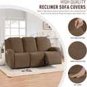 KinCam Recliner Covers, Stretch Reclining Chair Covers, Recliner Sofa Slipcovers Stripe Jacquard Recliner Couch Covers Furniture Protector Covers for Pet Kid (3 Seater, Brown)