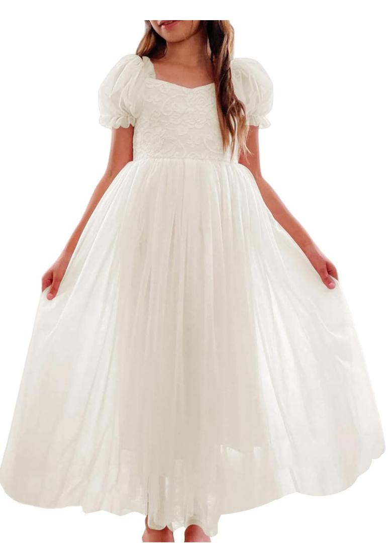 Women V-Neck Short Sleeve Lace Flower women Dresses A line Illusion Tulle Fall Wedding Party Long Dress, size 3XL