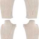 Necklace Bust Display Stand, Necklace Holder, Pendant Chain Necklace Organizer for Women (Yellow Linen, S 4PCS)