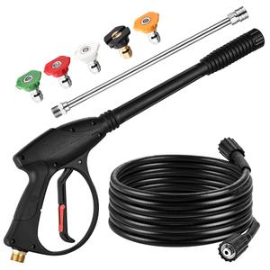 FENG PAI Pressure Washer Gun with 15in Extension Wand & 25FT Hose, 5 Nozzle Tips Quick Connect, Power Washer Hose and Wand Replacement, M22 14mm Fitting for Home Car Clean Washing, 4000 PSI