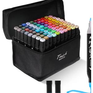 Colors Alcohol Markers Set, Professional Dual BrushTip Alcohol Based Marker Pens Tip & Chisel Perfect for Artists,Adults Coloring Drawing,Illustration,Painting,Sketching,Card Making & DIY Artg