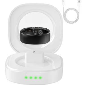 Smart Ring Charging Case Portable Magnetic Charger Charging Box Fast 480mAh Battery Charger Dock with Indicator Light, Charges Ring Up to 20 Times (White)