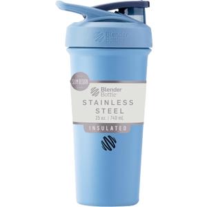 BlenderBottle Sport Sleek Insulated Stainless Steel Shaker Bottle with Wire Whisk, 25-Ounce, Dusty Blue Protein Shakes & Hydration for Athletes & Fitness Enthusiasts, Easy Mixing, Slim Easy to Hold, Keeps Drinks Cold, Lockable Lid | Sleek, Insulated, Water Bottle, Wire Whisk