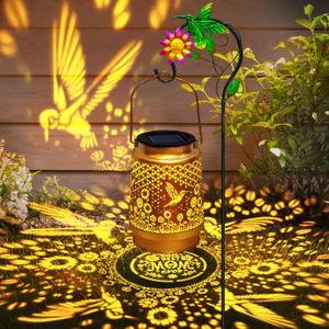 Mothers Day Gifts Solar Lanterns Outdoor Waterproof Hummingbird with Shepherd Hook,Hummingbird Garden Decor Birthday Gifts for Women Mom,Hanging Solar Lights Metal Bird Decorative for Yard,Patio,Porch