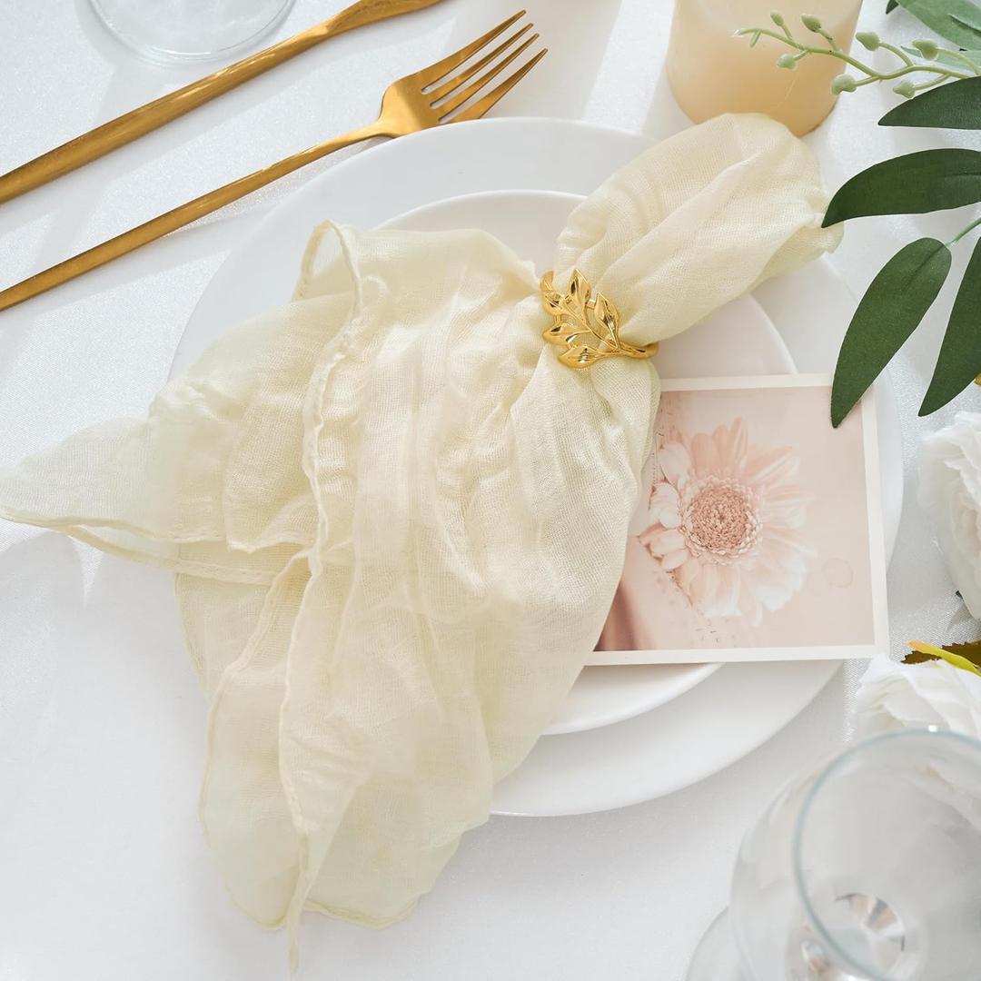 12 Pack Cheesecloth Napkins 20"x20" Beige Boho Gauze Cheese Cloth Napkins Bulk Rustic Dinner Table Decor for Wedding Bridal Baby Shower Party