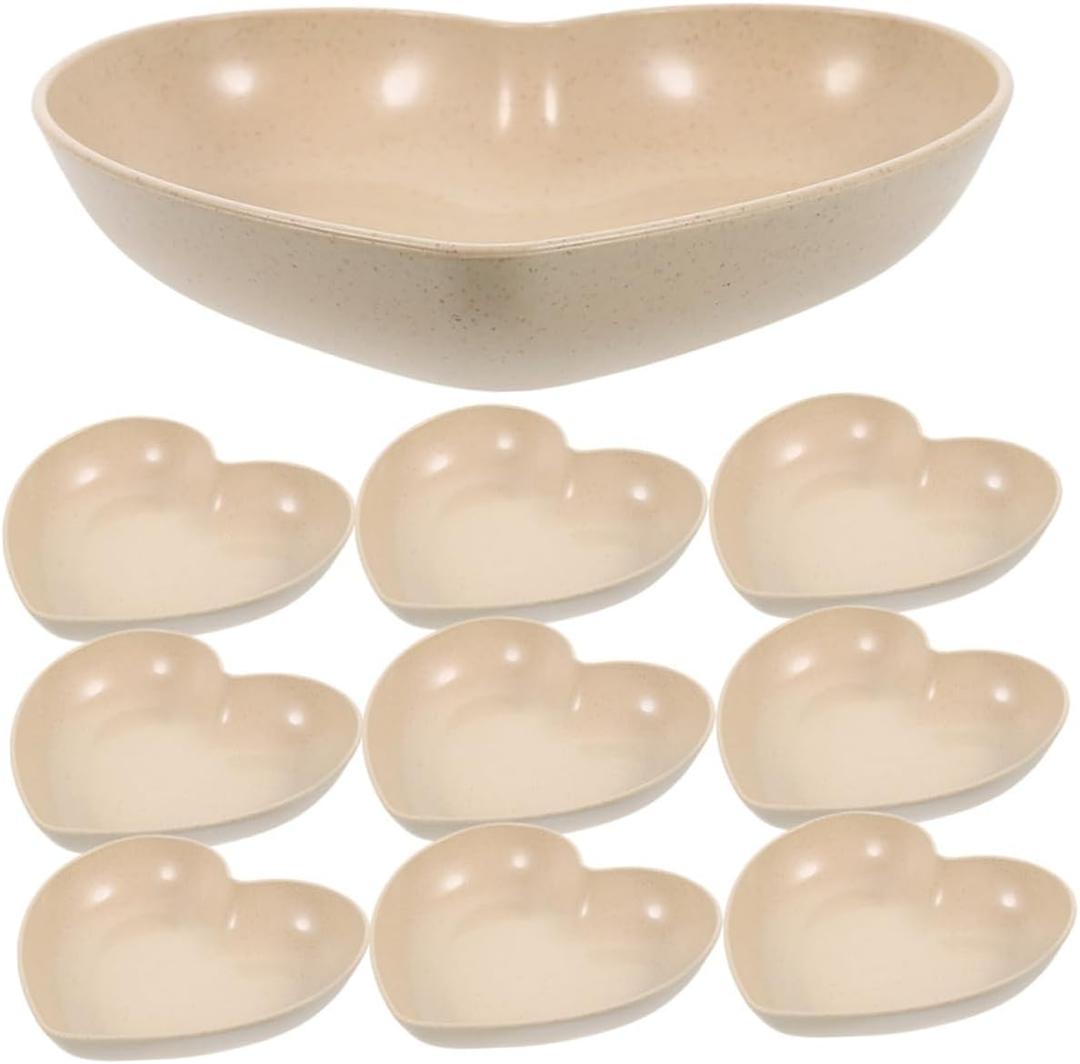 10pcs Heart Shaped Crab Water Bowl Durable Straw Material Easy to Clean Compact Design for Crabs Spiders and Small Reptiles Reusable Water Dish Accessory