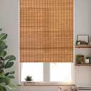 30''W X 72''H Cordless Bamboo Roman Shades for Interior Windows, Roll Up Bamboo Blinds with Valance, Light Filtering, Easy to Install, Brown