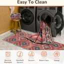 Area Rug 5x7 Rug Machine Washable Non-Slip Low Pile Print Pattern Western Rug for Living Room Bedroom Entryway Tribal Series -Red/Orange