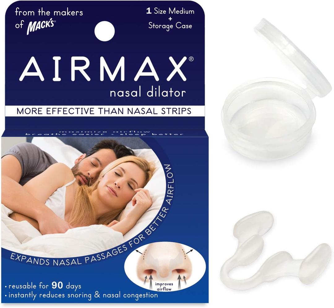 AIRMAX Nasal Dilator for Better Sleep - Natural, Comfortable, Anti Snoring Device, Snoring Solution for Maximum Airflow and Easier Breathing (Medium - Clear) (Medium (Pack of 1))