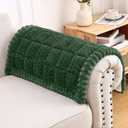 Smiry Non Slip Couch Armrest Covers for Dogs, Fuzzy Pet Couch Arm Covers for Sofa Pet Friendly, Soft Sofa Slipcovers Recliner Chair Arm Protector Washable (Dark Green, 27.6" x 27.6")