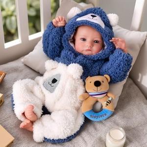 BABESIDE Lifelike Reborn Baby Dolls Boy - Aiden 17 Inch Handmade Realistic Baby Doll Cloth Soft Body Realistic-Newborn Silicone Baby Doll with Toy & Gift Box for Kids 3+