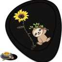 Ergonomic Storage Mouse Pad Wrist Support with Coaster Set, Full Memory Foam Wrist Rest Design and Non-Slip PU Base, Mouse Pad for Pain Relief, Sunflower and Sloth