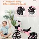 KRIDDO 2-in-1 Toddler Tricycle for Ages 18 Months to 5 Years Old - Extended Push Handle for Effortless Push, Gift Trike for Toddler 3 to 5 Year, Kids Tricycle with Foldable Front Footrest, Pink