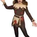 Spooktacular Creations Scary Scarecrow Costume for Girls, Halloween Costume for Kids, Creepy Scarecrow Outfit (Large(10-12 yrs))