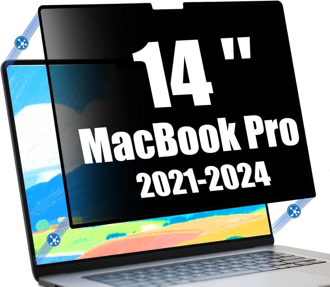 Nano-Suction Privacy Screen Protector for MacBook Pro 14 Inch (2021-2024, M1, M2, M3, M4, Pro, Max) Removable Laptop Privacy Screen Shield
