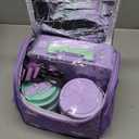 Pawtong Lunch Box Set with Bento Box Container, 17OZ Stainless Steel Food Soup Thermo, Kids Water Bottle & Portable Insulated Lunch Bag, Leakproof, Hot/Cold Retention for School, Travel (Purple-Horse)