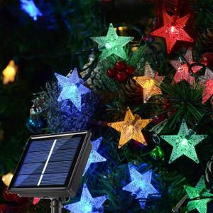 Multicolor Solar Star String Lights Outdoor, 30FT 50LED Solar Powered Fairy Star Twinkle Lights, Waterproof Lights for Christmas, Party, Home, Outdoor, Wedding, Garden Decoration