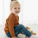 PATPAT Baby Girls Boys Newborn Sweater Crewneck Pull Over Knit Solid Long Sleeve Fall Winter Clothes (3-6 Months, Light Tan)