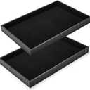 2Pcs Black Velvet Stackable Jewelry Tray Showcase Display Earring Necklace Bracelet Rings Organizer