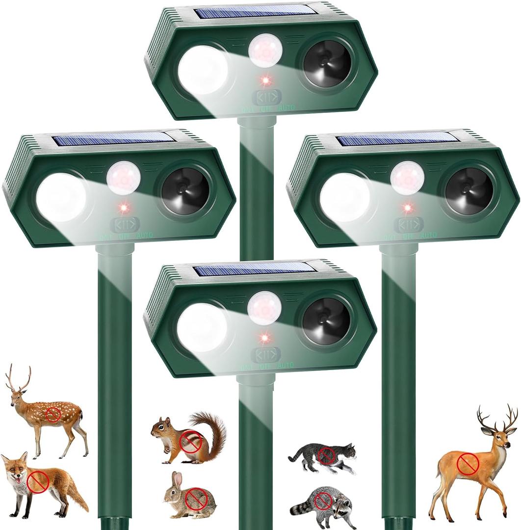2026 Sonic Fortress Pro Deer Repellent Devices Racoon Repellent Outdoor Squirrel Fortress Pro Solar Ultrasonic Animal Repeller Cat Deterrent Motion Activated Light to Scare Rabbit Dog for Garden (4)