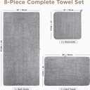 Oversized Bath Towels 8 Piece Towel Set, 2 Extra Large Bath Sheets, 2 Hand, 4 Washcloths, Luxury Soft Super Absorbent Thick Shower Towels for Bathroom, Spa & Hotel, Quick Dry, Grey