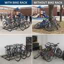 Heavy Duty Commercial Bike Rack for 5-10 Bikes, Outdoor Steel Bicycle Parking Stand, Freestanding Garage Bike Storage Organizer, Grid Bike Rack for Retail, School, Backyard, Bike Shop(Double-Side)