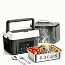 6.3 Cup Heated Lunch Box, Cordless Lunch Box Battery Powered | Portable Food Warmer with Auto Heater 3D 5 Side, Utensils Slot, Removable Divider Lunchbox for Truck Travel Office