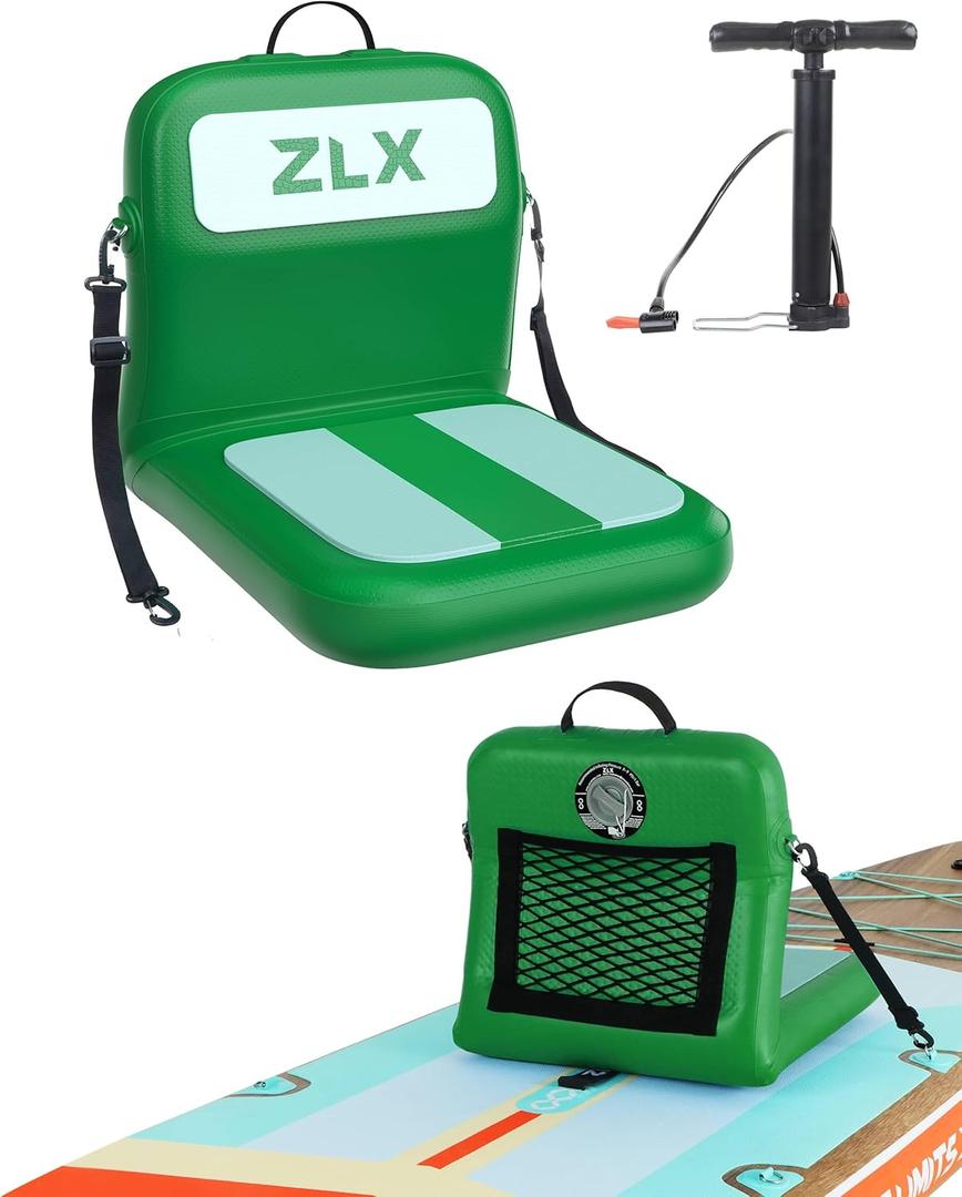 ZLX Paddle Board Seat with Back Support, Portable Kayak Seat, Air Pump Included, Universal Inflatable Seat for Adults, Foldable Ergonomic Design, Easy Install for Outdoor Fishing/Kayaking/Camping