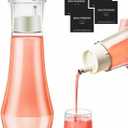 Glass Mouthwash Dispenser for Bathroom, Refillable Cystal Mouth Wash Bottle with Lid Cup 260ML Lead-Free Thickened Glass Dispenser Leak-Proof Design with 4 Matte Labels Multi-Purpose- 8.8oz