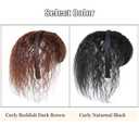 viviaBella Women 10" Twist Braid Headband Straight Hairpieces Human Hair Clip In Topper Hair Extensions With Bangs Natural Black (Curly Natural Black)