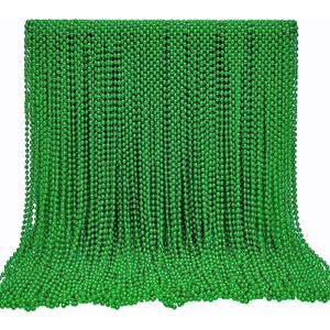 Garma 144 Pcs Beads Necklace Bulk, 33 Inch 7mm Mardi Gras Beaded Necklaces Throws for Woman man Festivals Decorations, Mardi Gras Parades, Night Club Dress-up Events Party Costume (Green)
