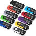 32GB USB Stick Pack of 10 USB 2.0 Memory Sticks Bulk, Metal 32 Giga Flash Drive Swivel Pendrive Portable Keychain Pen Drives 32 GB Colorful Multipack U Disk for Data Storage Paper Works