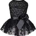 CuteBone Dog Birthday Dress Girl Puppy Skirt Tutu Cat Wedding Outfit Pet Party Clothes for Small Dogs Costume DD15M Size Medium, Black 